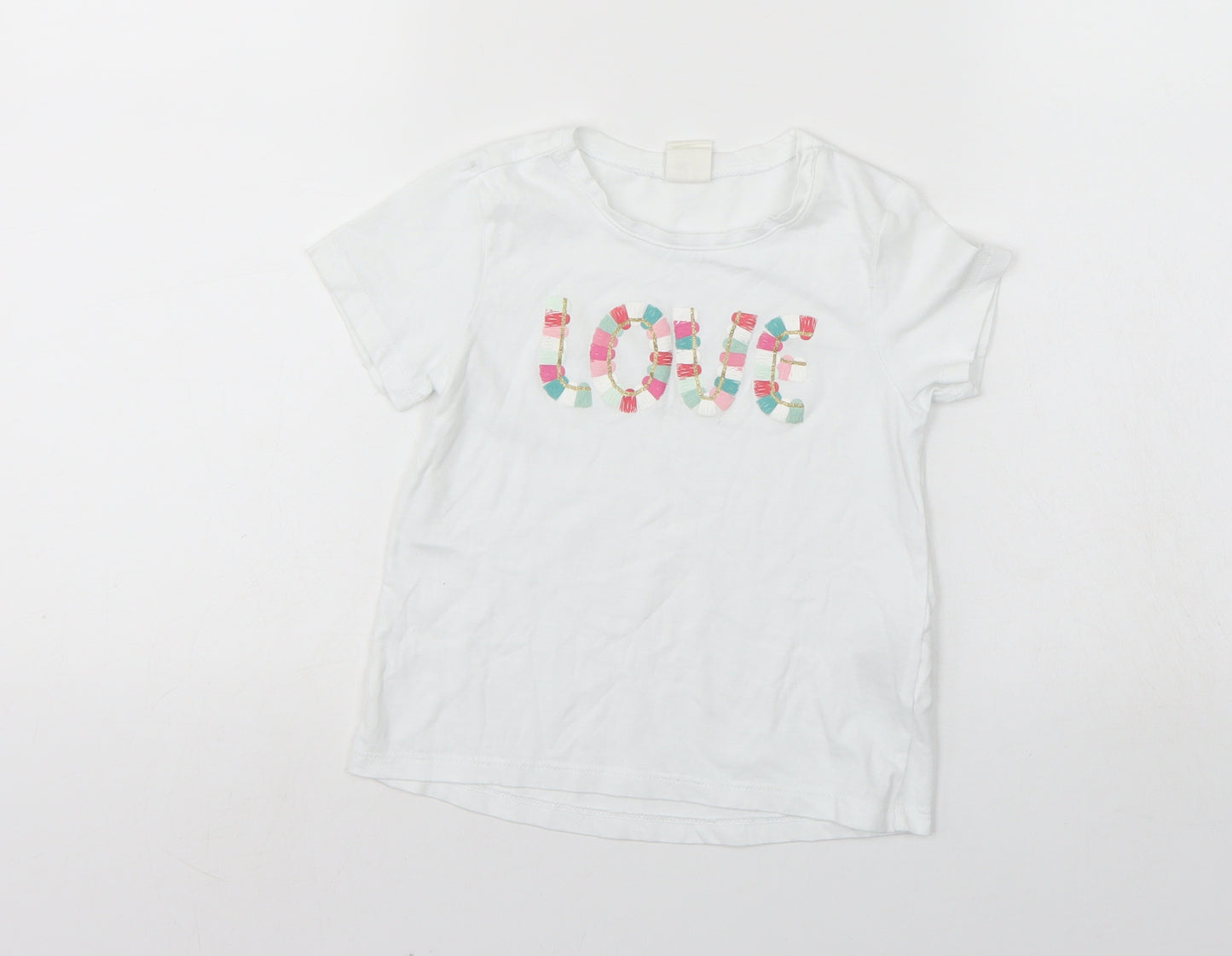 H&M Girls White   Basic T-Shirt Size 2-3 Years