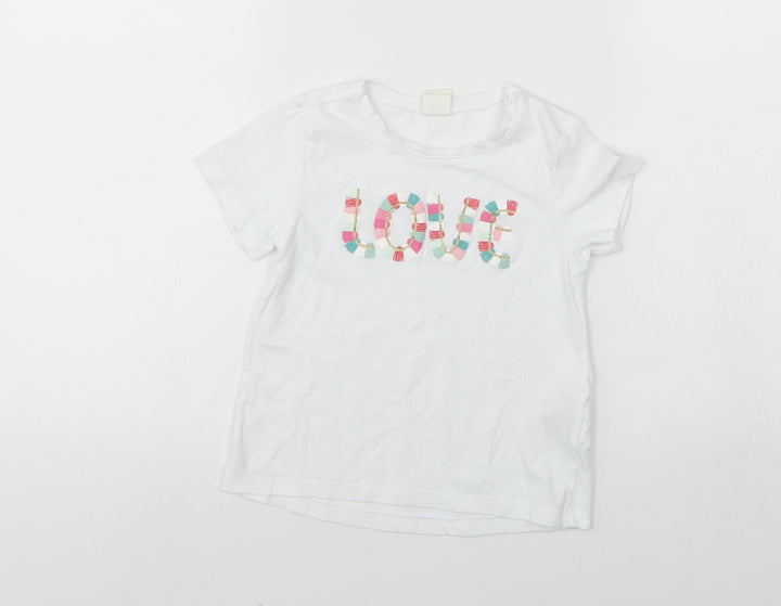 H&M Girls White   Basic T-Shirt Size 2-3 Years