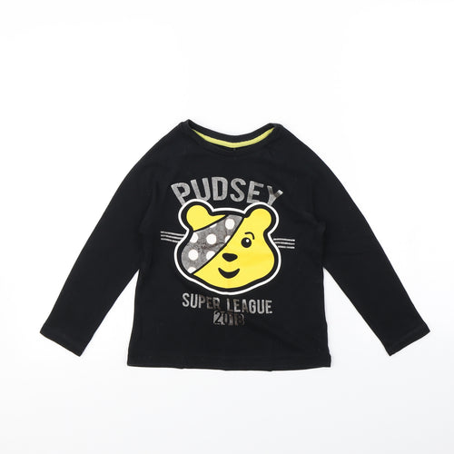 George Girls Black   Basic T-Shirt Size 5 Years  - Pudsey