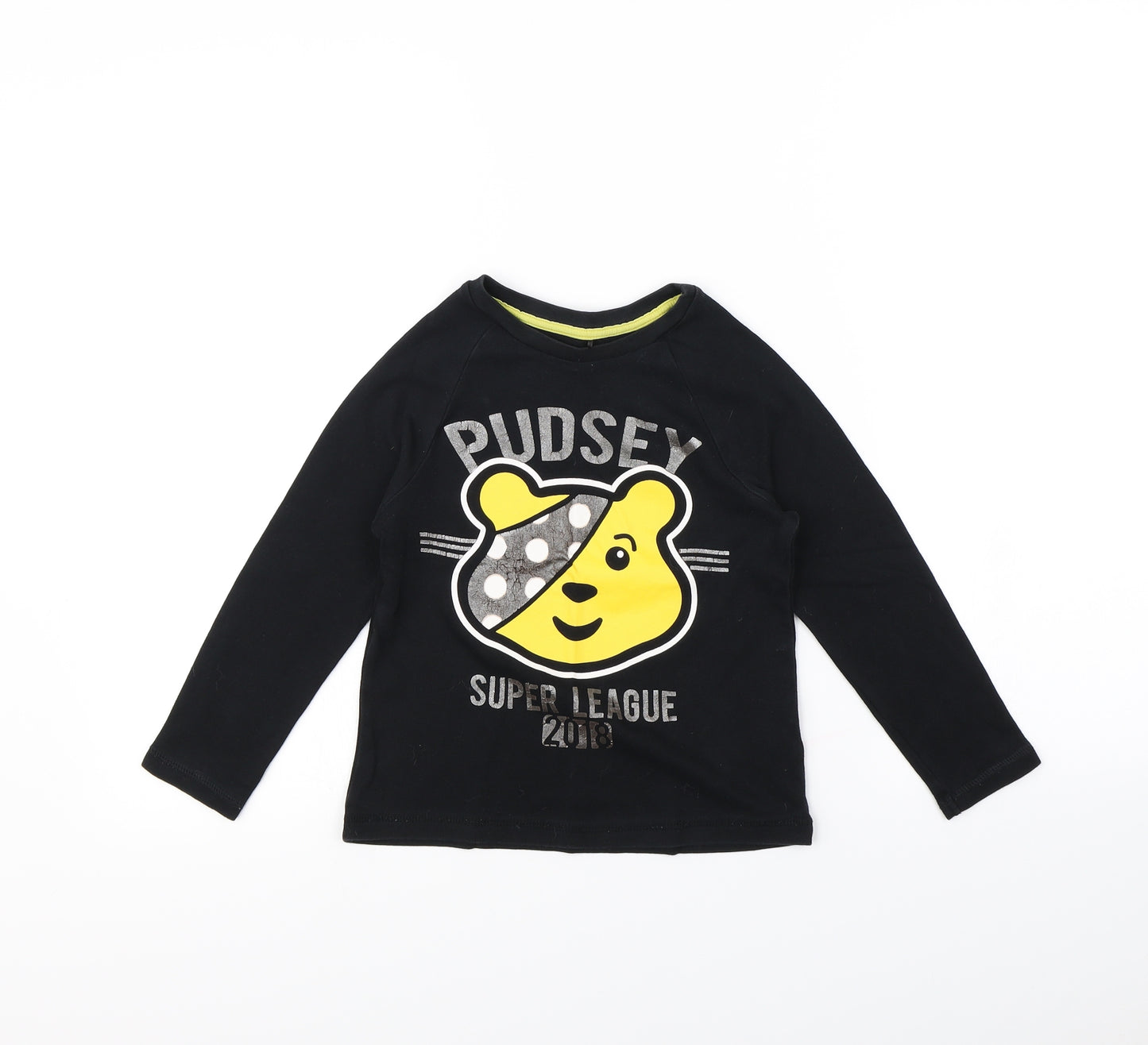George Girls Black   Basic T-Shirt Size 5 Years  - Pudsey