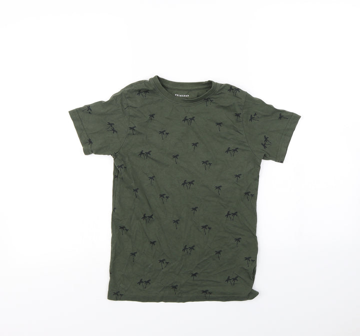 Primark Boys Green Spotted Basic T-Shirt Size 8 Years - Palm Tree