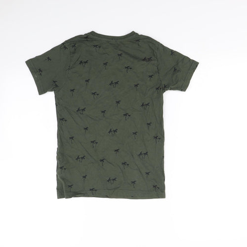 Primark Boys Green Spotted  Basic T-Shirt Size 8 Years  - Palm Tree