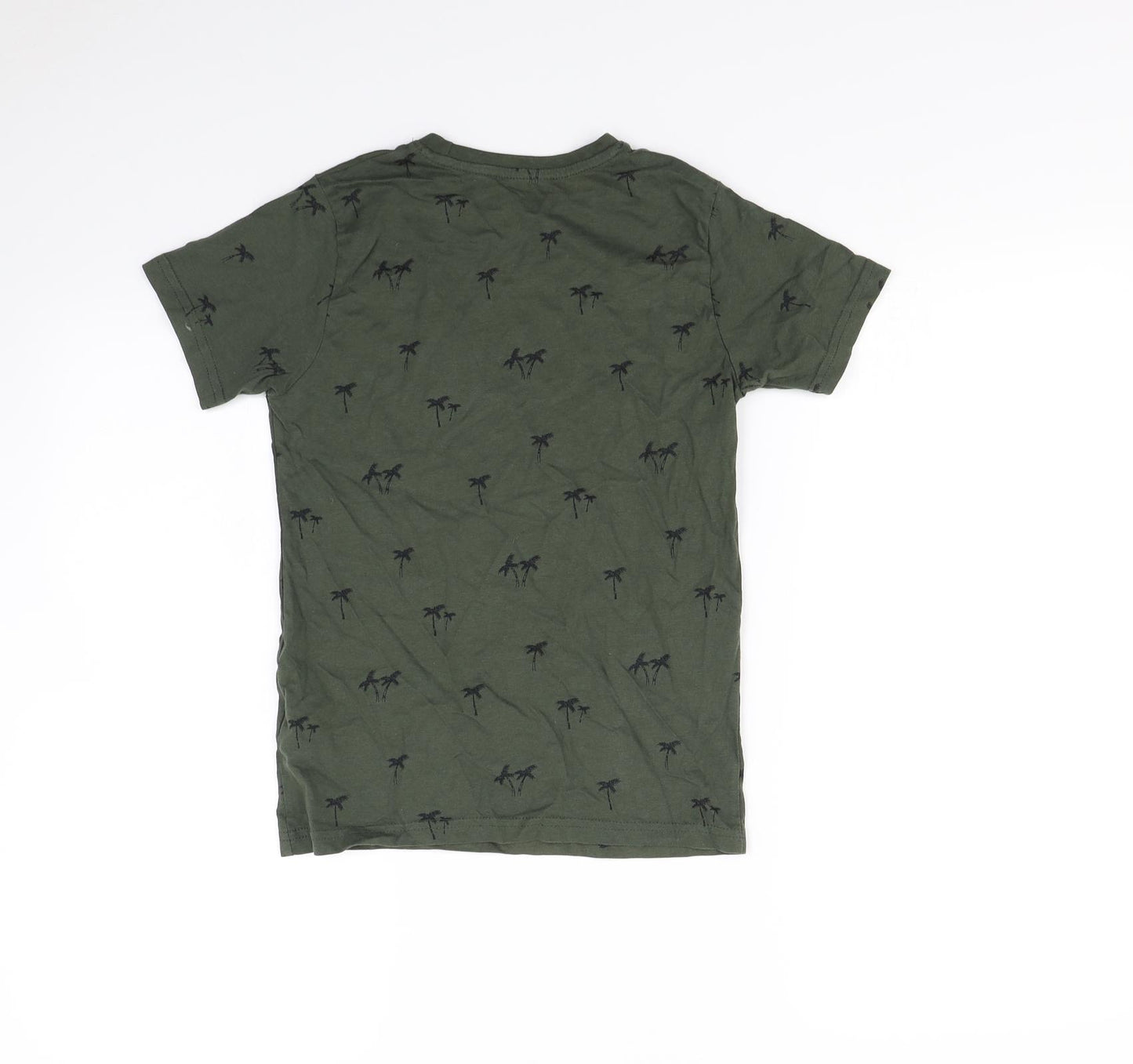 Primark Boys Green Spotted  Basic T-Shirt Size 8 Years  - Palm Tree