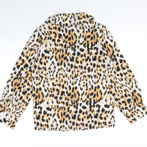 pretty little  Thing Womens Brown Animal Print  Basic Button-Up Size 8
