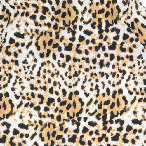 pretty little  Thing Womens Brown Animal Print  Basic Button-Up Size 8