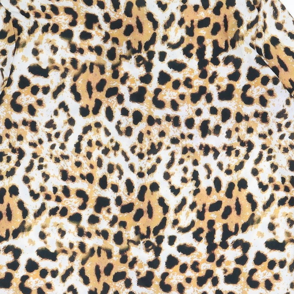pretty little  Thing Womens Brown Animal Print  Basic Button-Up Size 8