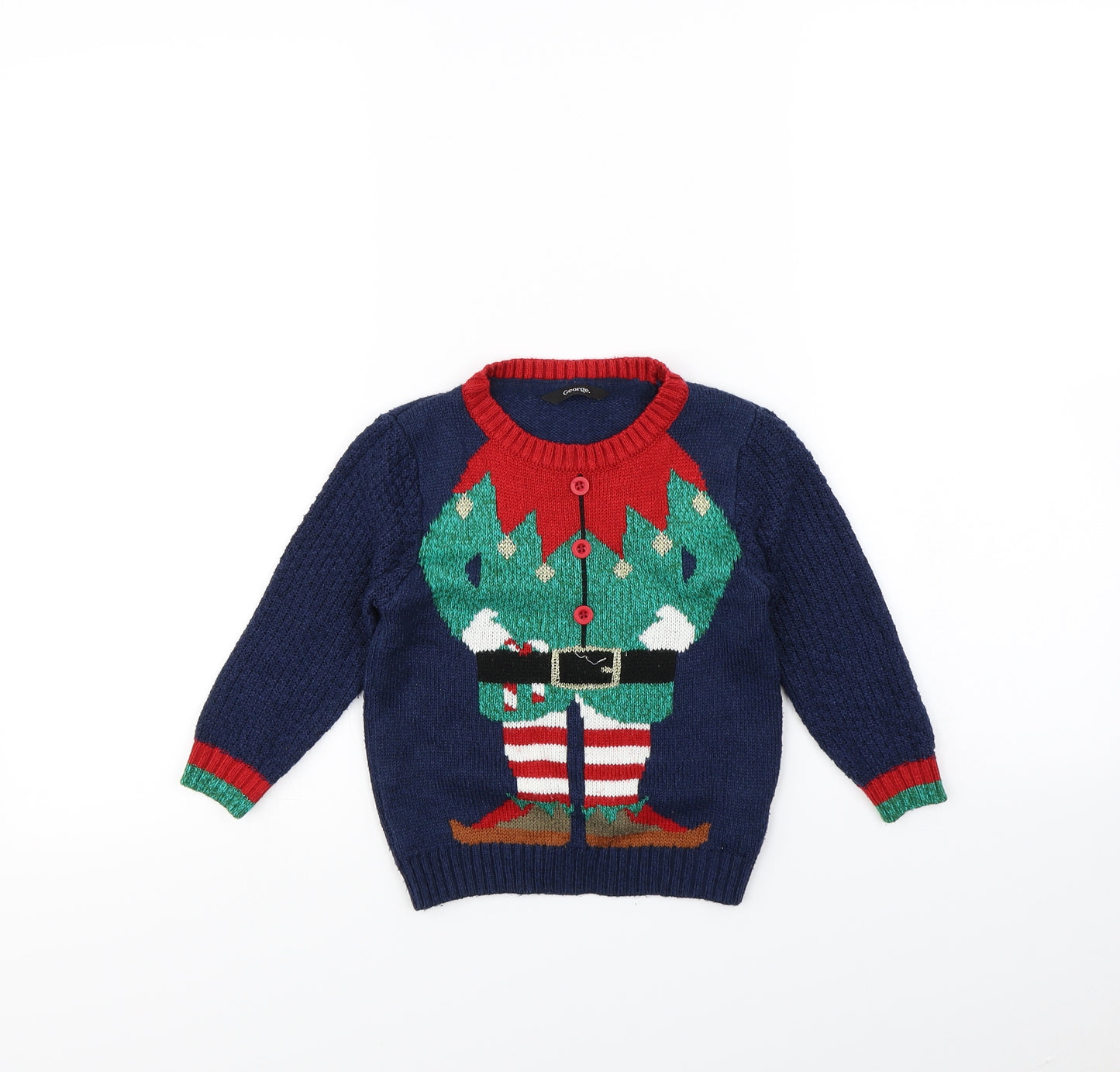 George Boys Blue   Pullover Jumper Size 2 Years  - Christmas jumper