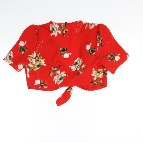 Cameo rose Womens Red Floral  Basic Blouse Size 12