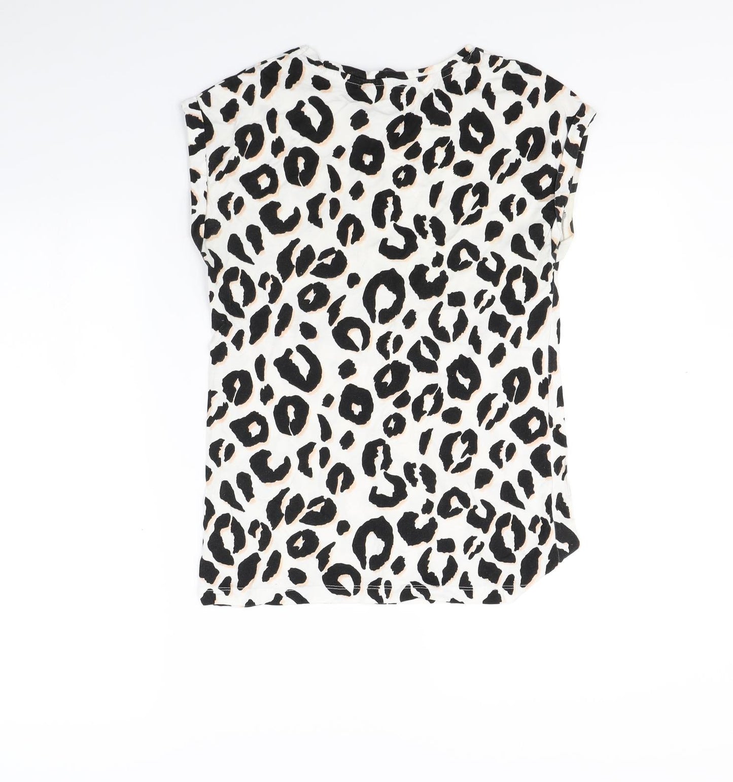 Dorothy Perkins Womens White Animal Print  Basic T-Shirt Size 10