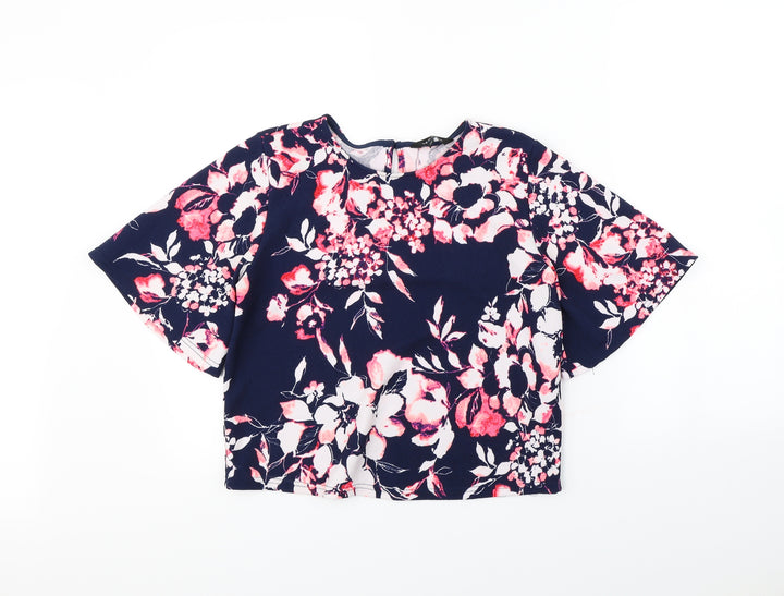 New Look Womens Blue Floral  Camisole Blouse Size 10