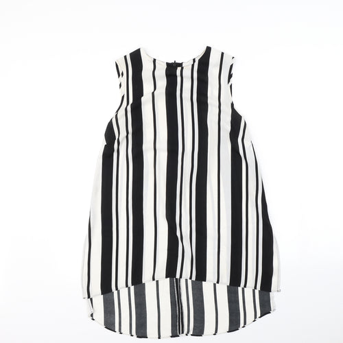 Papaya Womens Black Striped  Basic T-Shirt Size 10