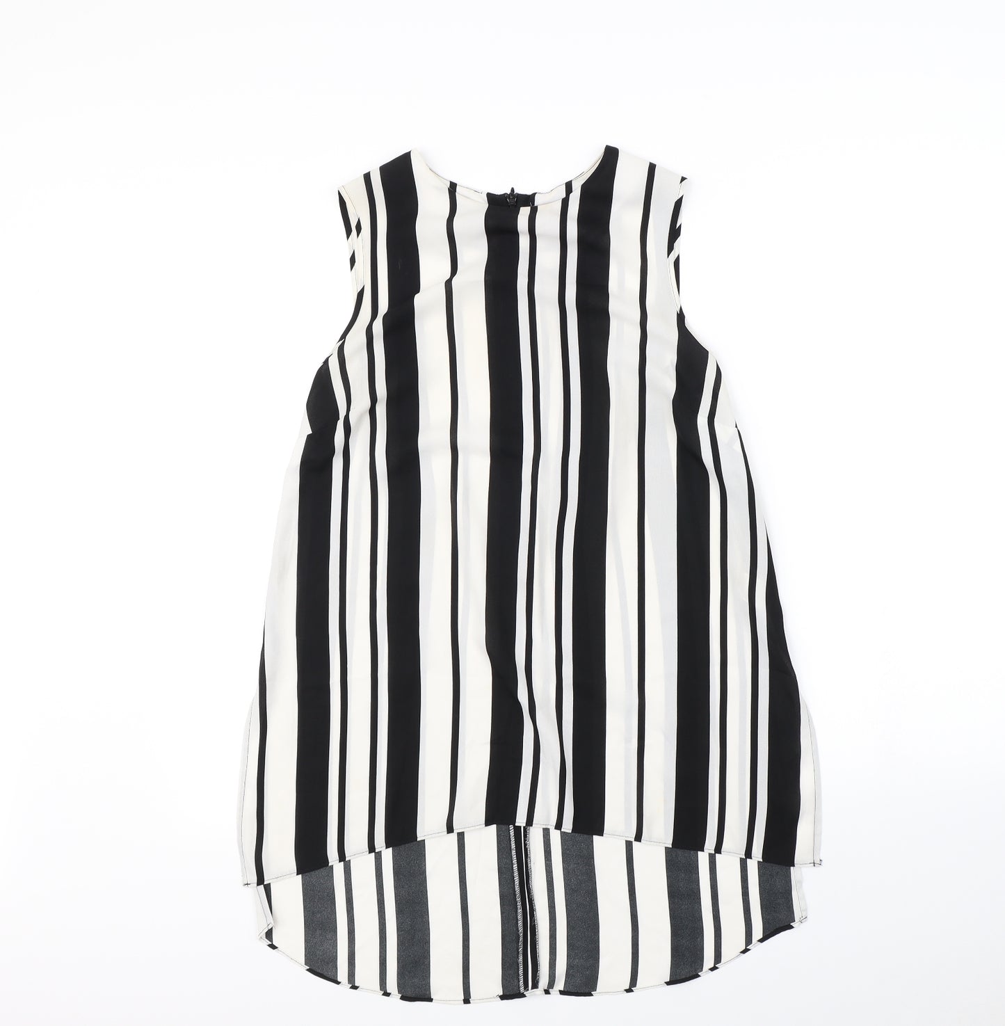 Papaya Womens Black Striped  Basic T-Shirt Size 10