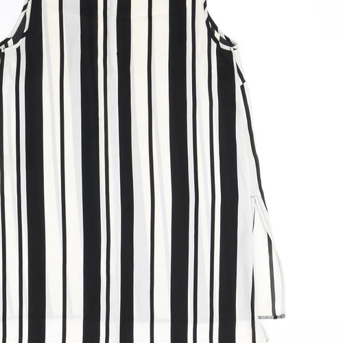 Papaya Womens Black Striped  Basic T-Shirt Size 10