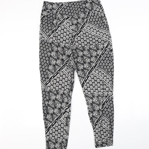 Miss Selfridge  Womens Black Geometric  Trousers  Size 10 L30 in
