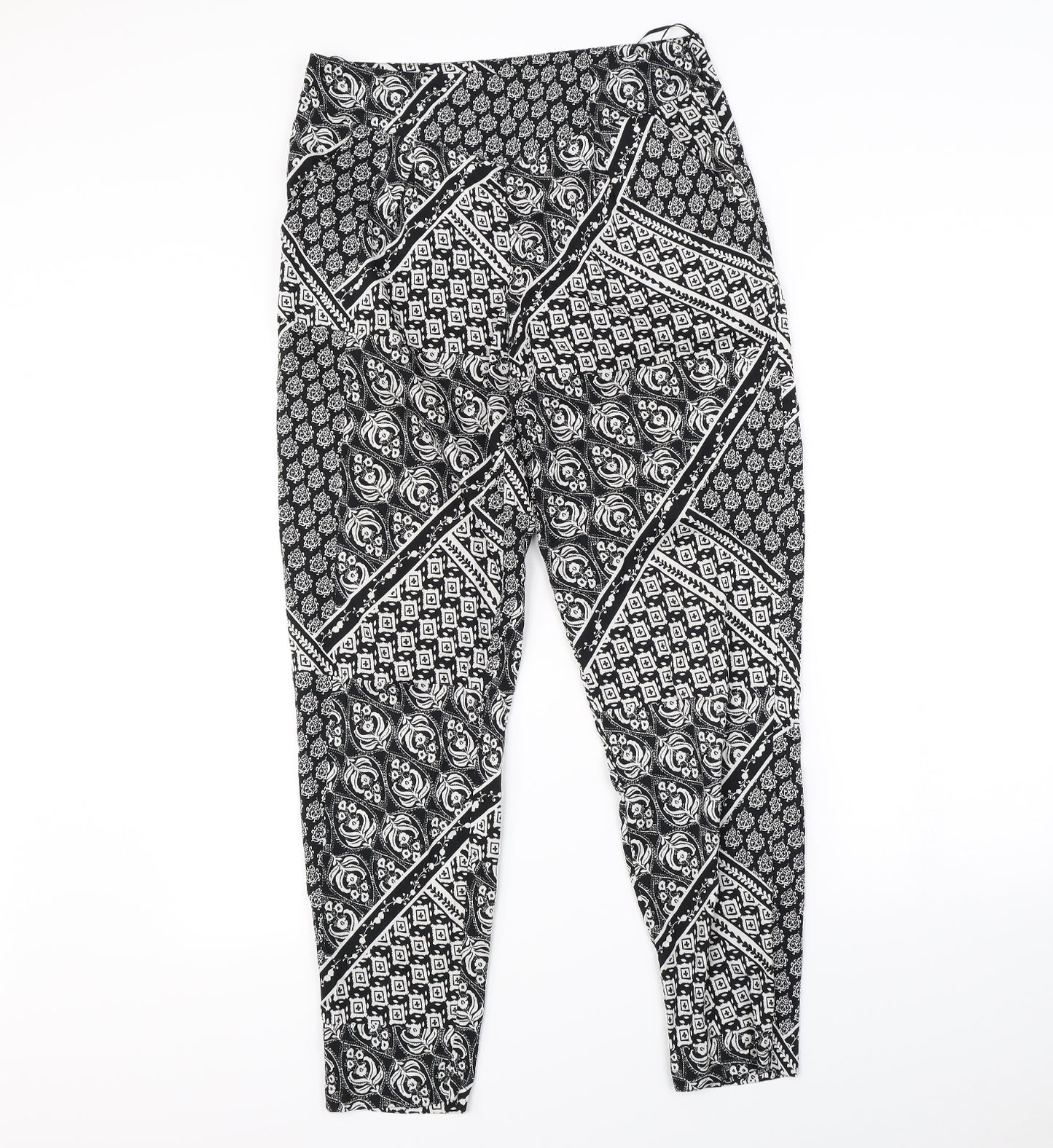 Miss Selfridge  Womens Black Geometric  Trousers  Size 10 L30 in