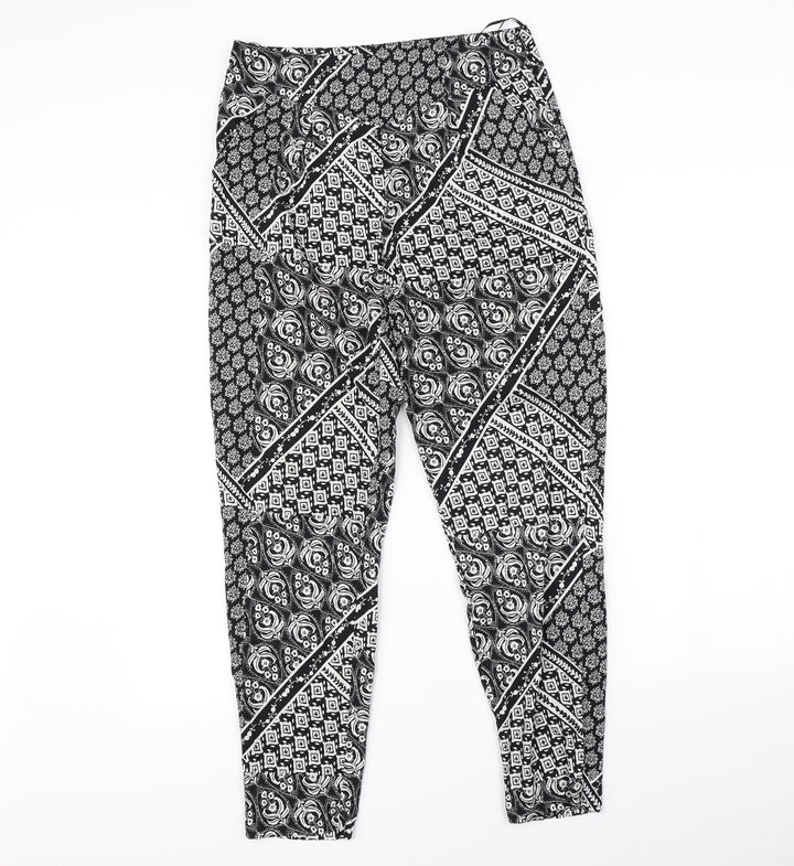 Miss Selfridge  Womens Black Geometric  Trousers  Size 10 L30 in