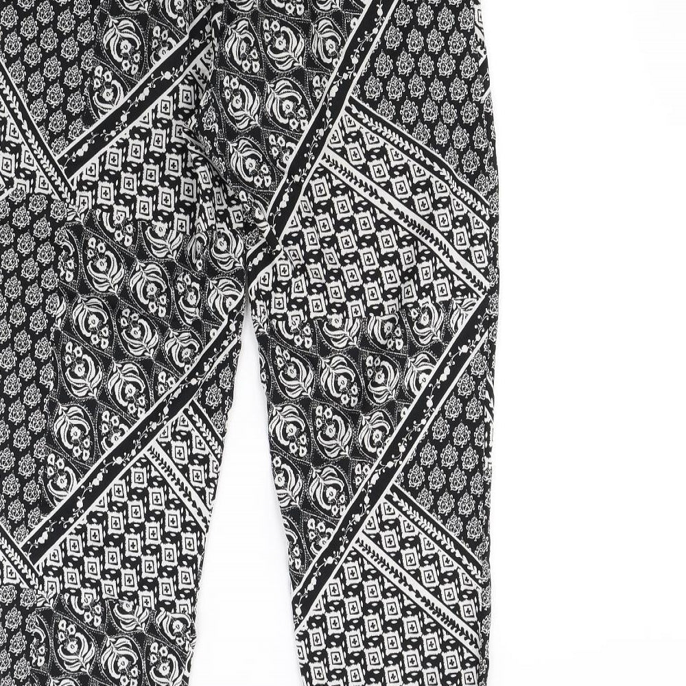 Miss Selfridge  Womens Black Geometric  Trousers  Size 10 L30 in
