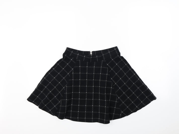 Divided Womens Black Plaid Flare Skirt Size S