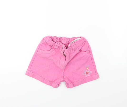 Front view of Cherokee girls’ pink chino shorts, size 5, years