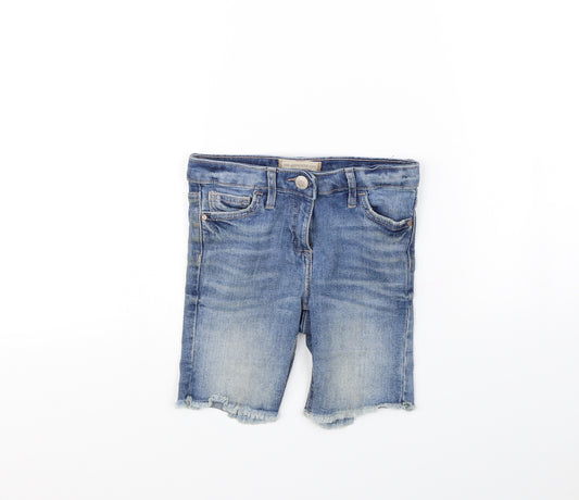 Front view of Next girls’ blue cut-off shorts, size 6, years