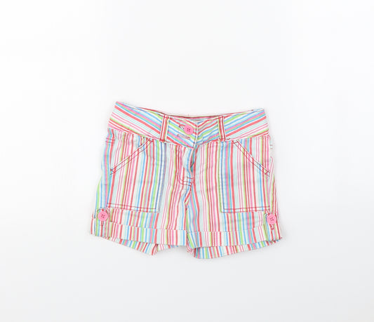 Front view of Fun Spirit girls’ multicoloured striped bermuda shorts, size 6, years