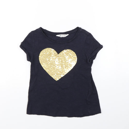 H&M Girls Blue   Basic T-Shirt Size 6 Years