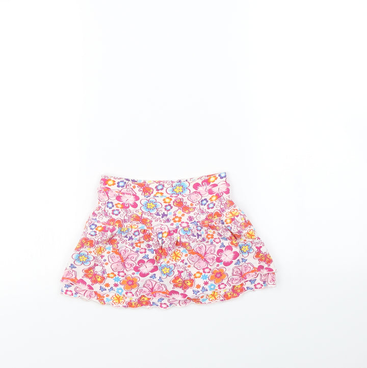 Preworn Girls White Floral Mini Skirt Size 6 Years