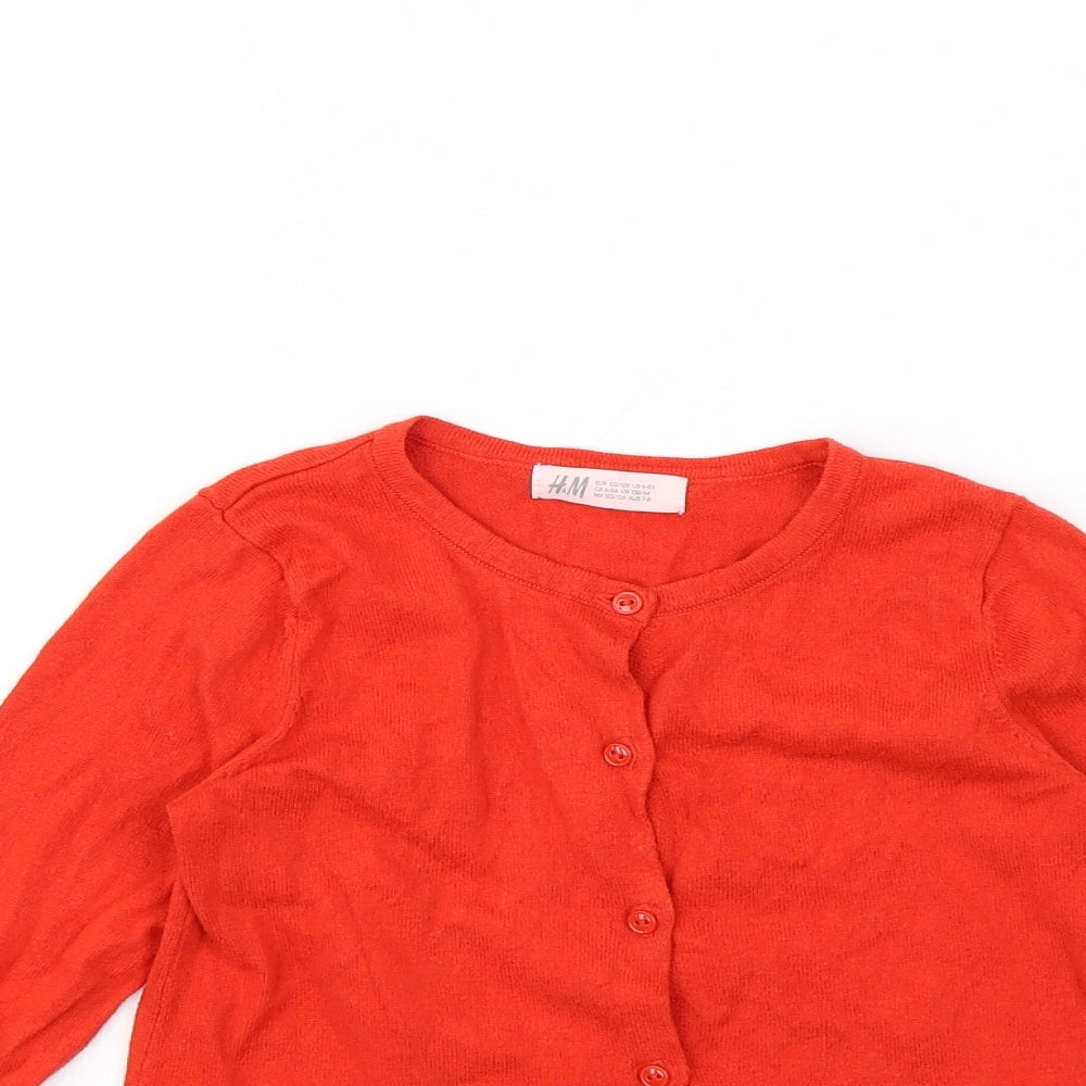 H&M Girls Orange   Cardigan Jumper Size 6-7 Years
