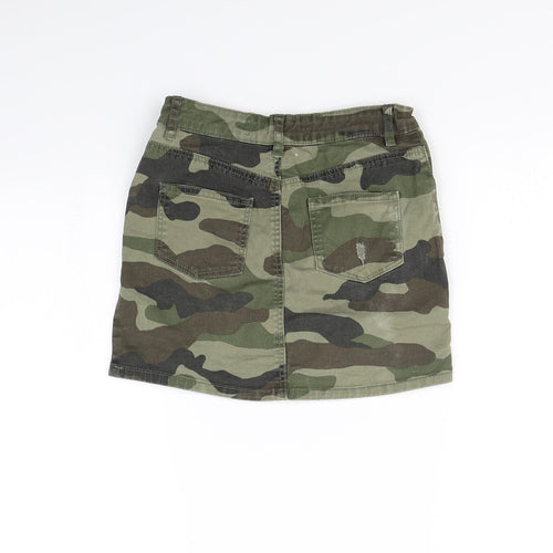 Denim & Co. Girls Green Camouflage  Mini Skirt Size 8 Years