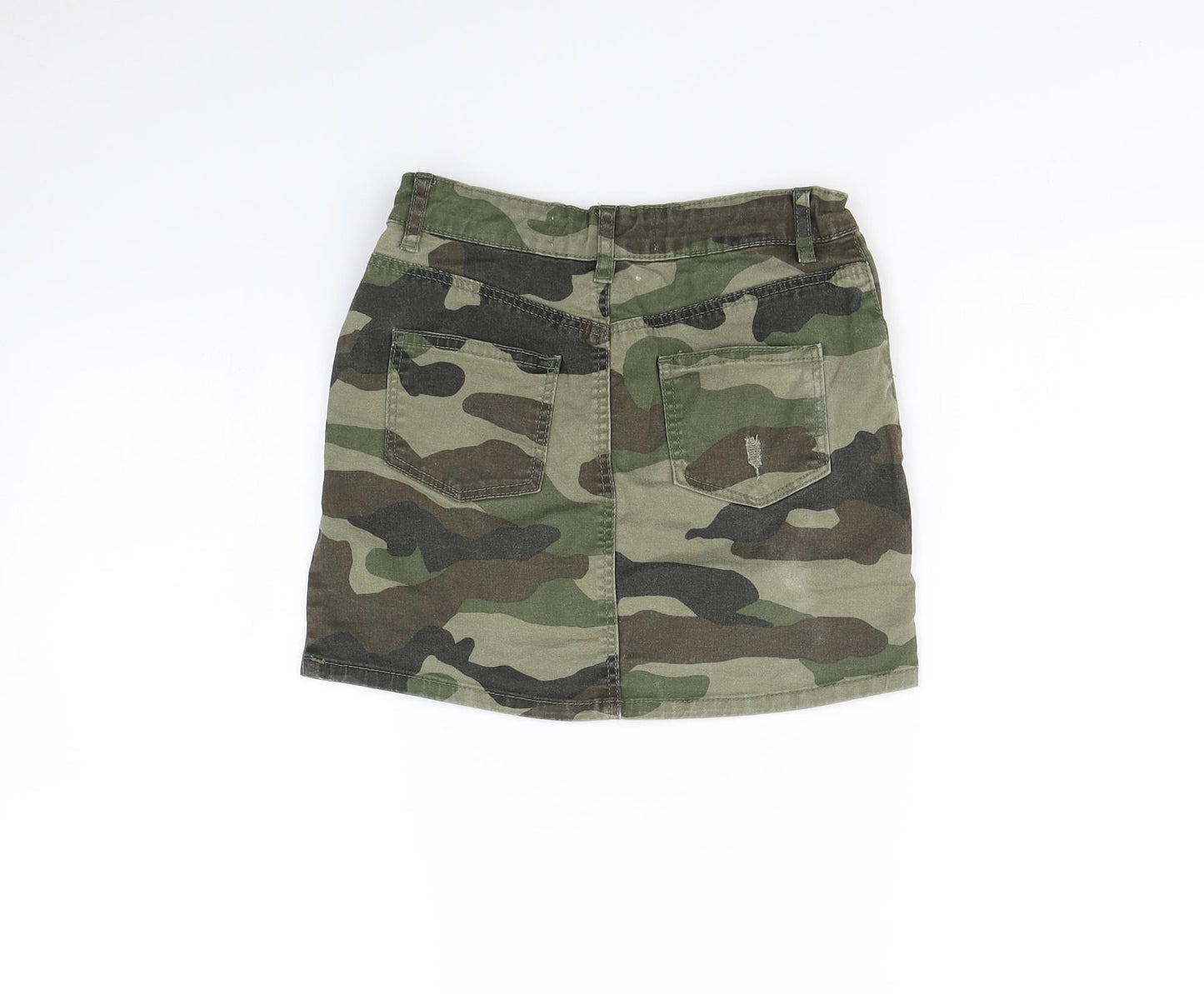 Denim & Co. Girls Green Camouflage  Mini Skirt Size 8 Years