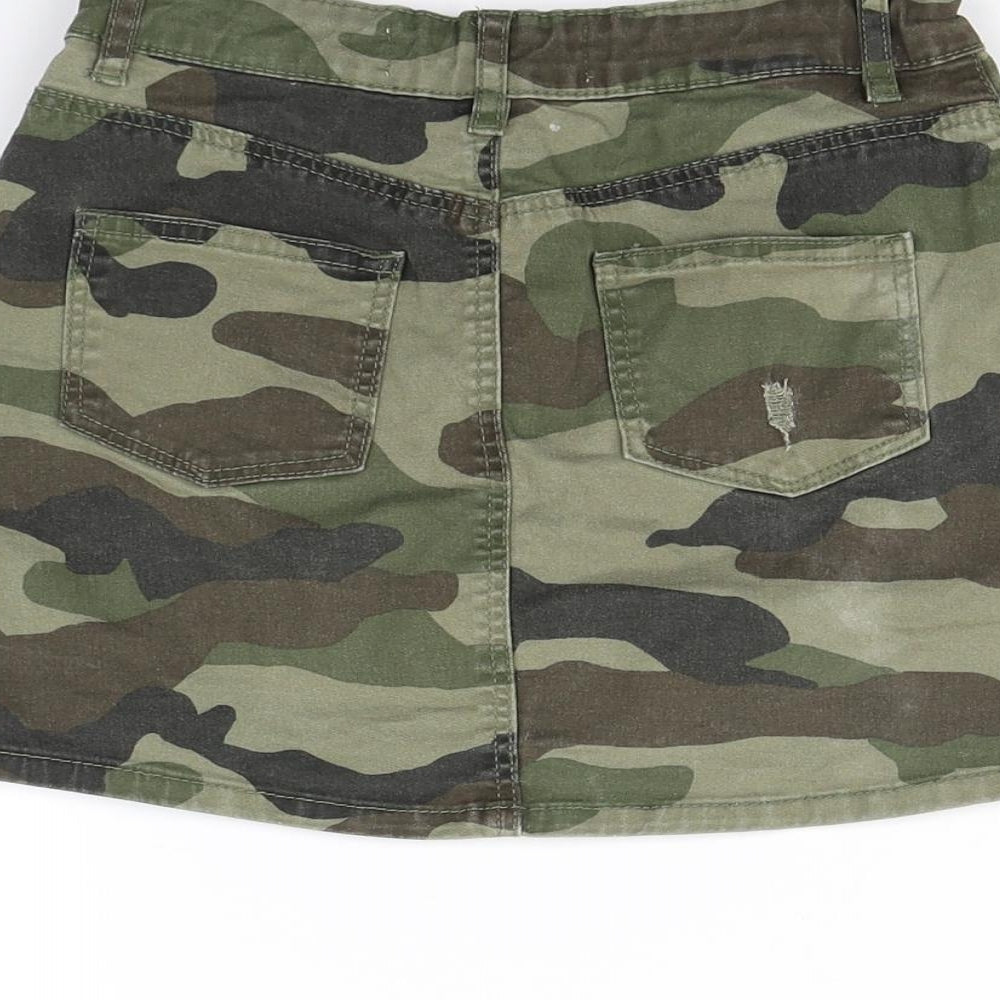 Denim & Co. Girls Green Camouflage  Mini Skirt Size 8 Years