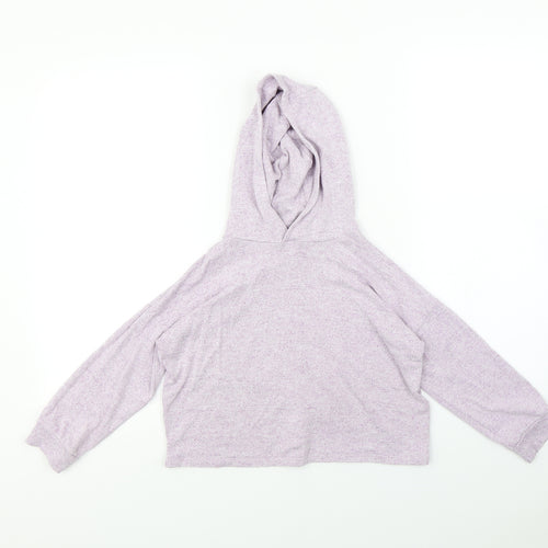 M&s Girls Purple   Pullover Hoodie Size 7 Years