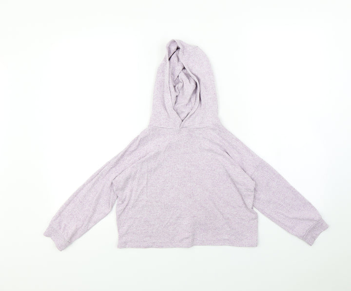 M&s Girls Purple   Pullover Hoodie Size 7 Years