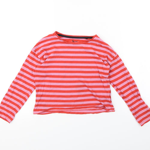 TU Girls Orange Striped  Basic T-Shirt Size 9 Years