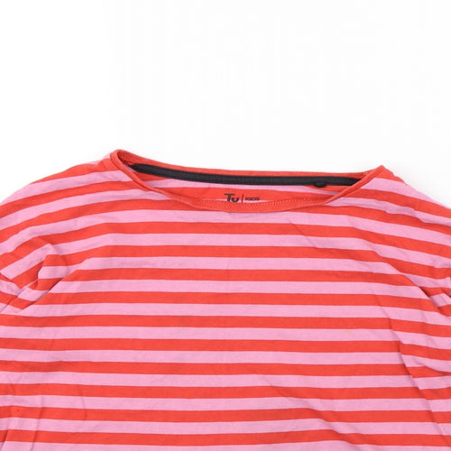 TU Girls Orange Striped  Basic T-Shirt Size 9 Years