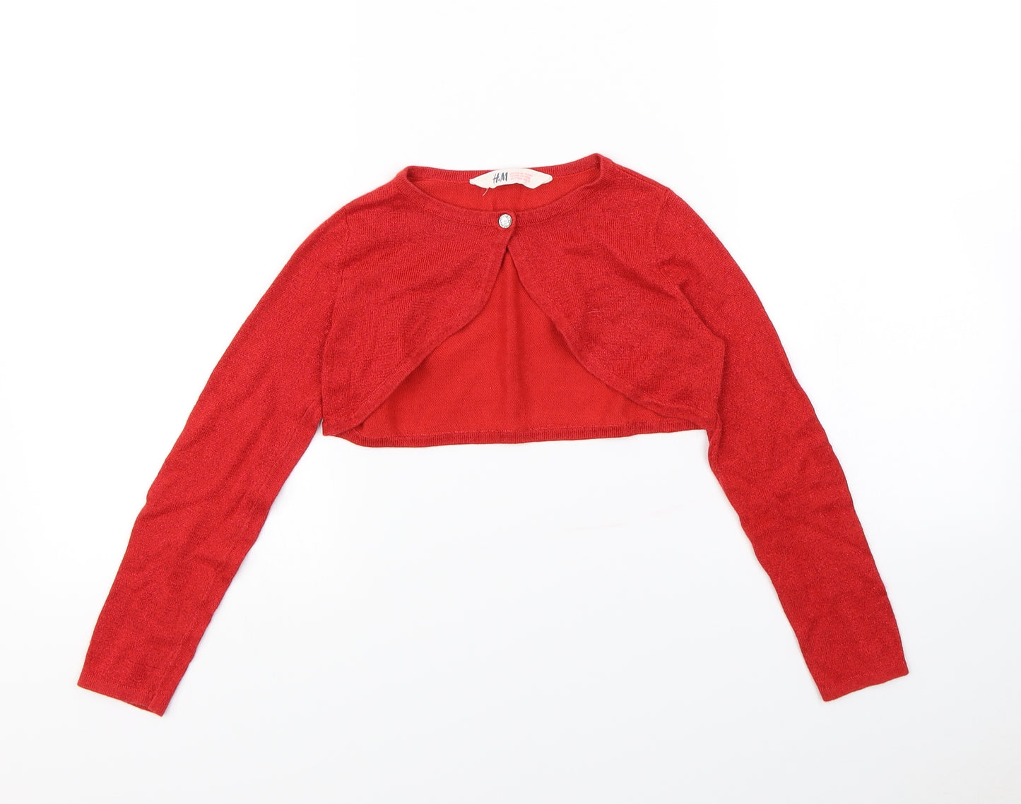 H&M Girls Red   Cardigan Jumper Size 7 Years