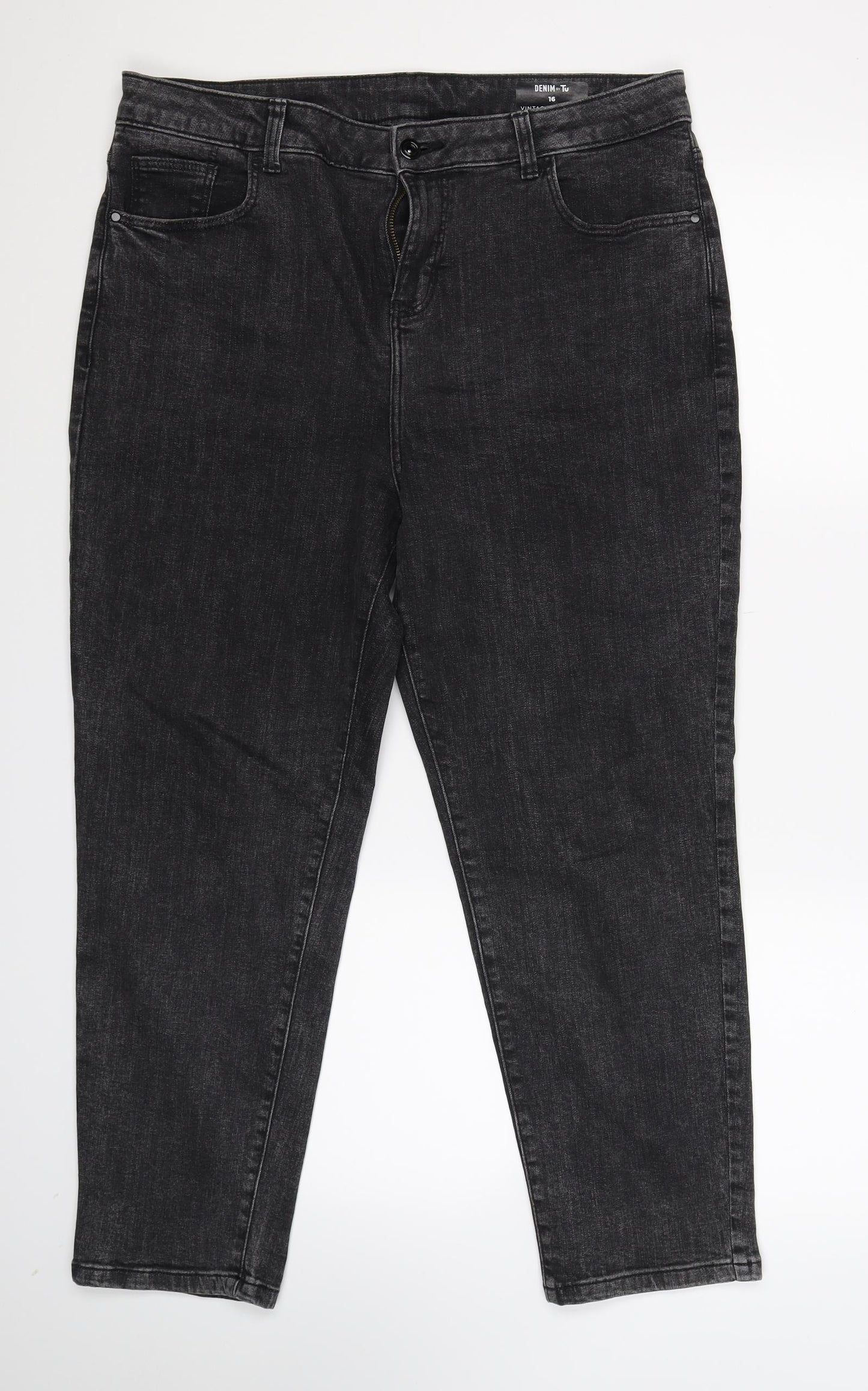 TU Womens Grey  Denim Skinny Jeans Size 16 L25 in