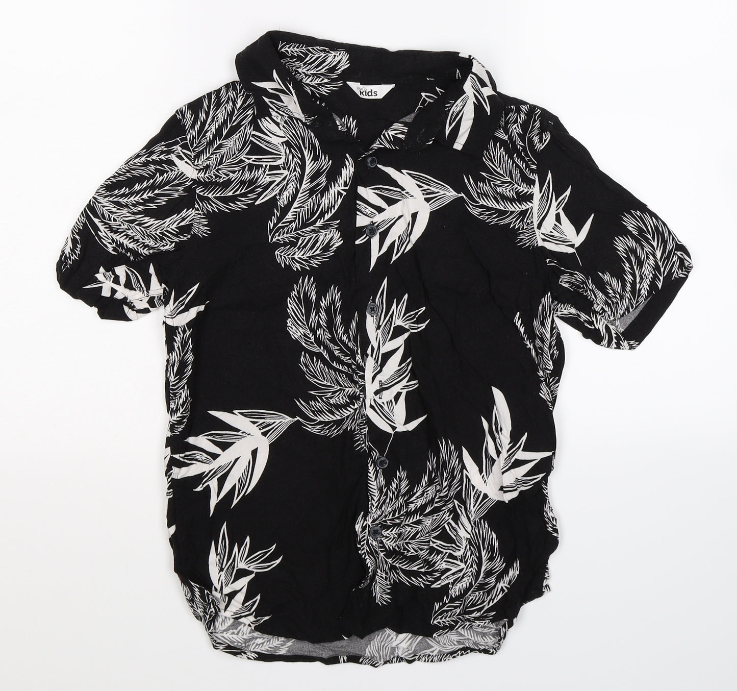 M&Co Boys Black Floral  Basic Button-Up Size 11-12 Years