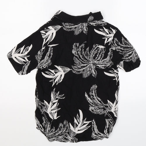 M&Co Boys Black Floral  Basic Button-Up Size 11-12 Years