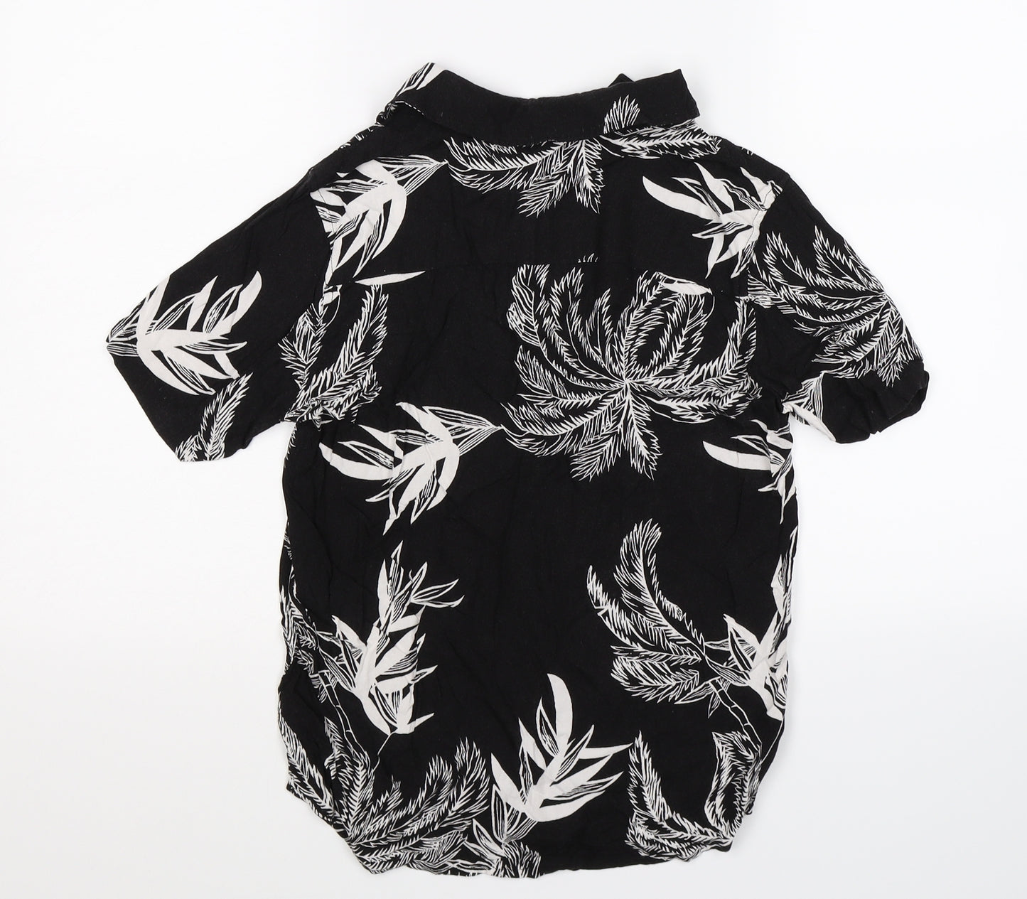 M&Co Boys Black Floral  Basic Button-Up Size 11-12 Years