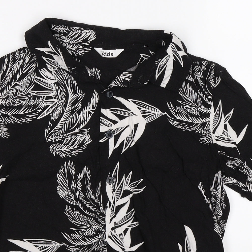 M&Co Boys Black Floral  Basic Button-Up Size 11-12 Years