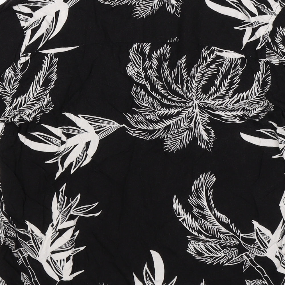 M&Co Boys Black Floral  Basic Button-Up Size 11-12 Years