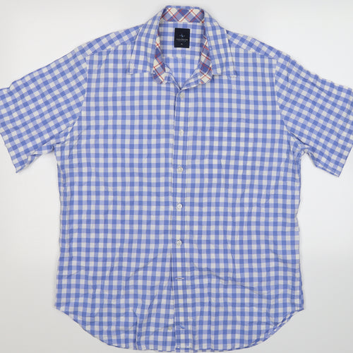 Taylor Bird Mens Blue Check   Dress Shirt Size XL