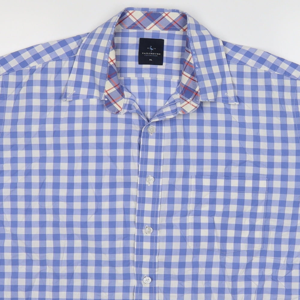 Taylor Bird Mens Blue Check   Dress Shirt Size XL