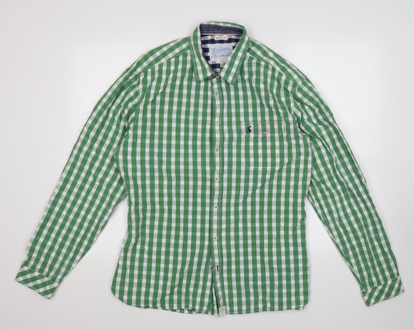 Joules Mens Green Check   Button-Up Size L