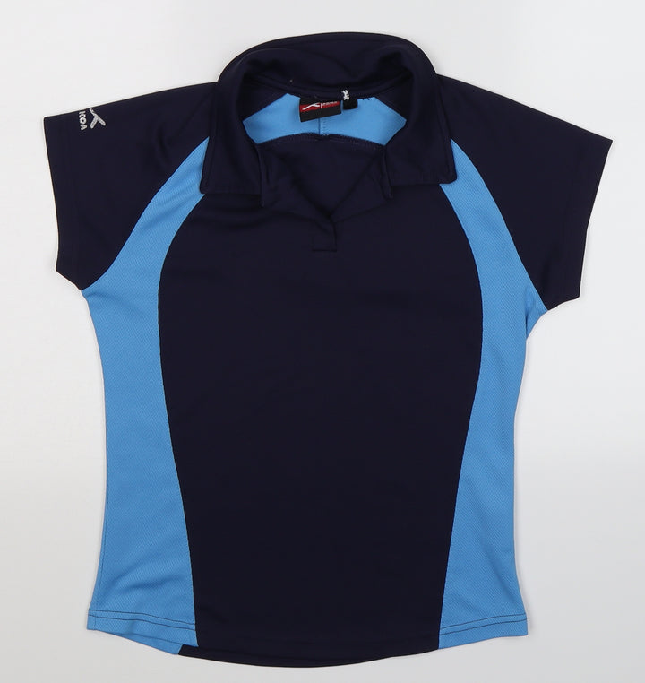 Akoa Womens Blue Basic Polo Size S