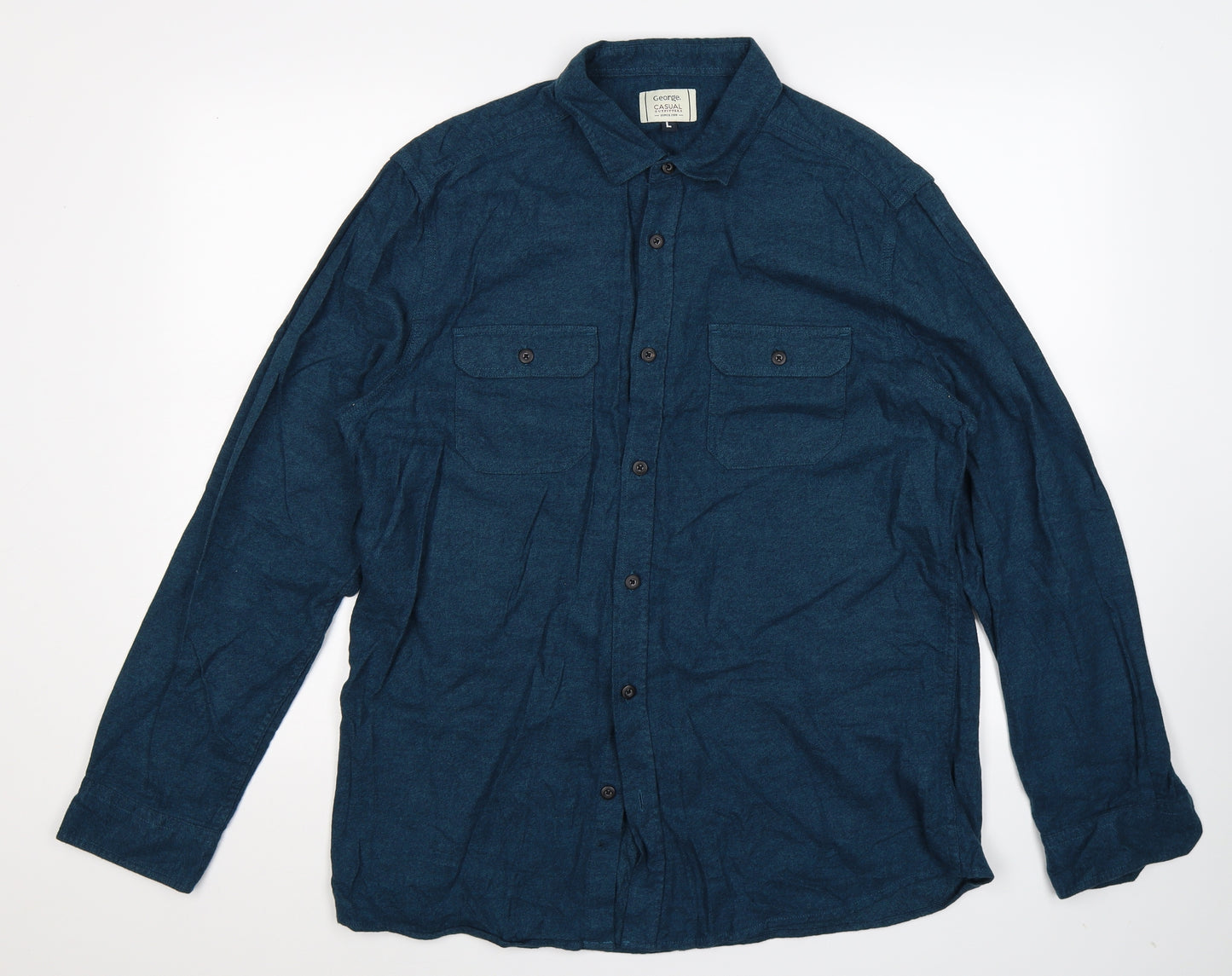 George Mens Blue    Button-Up Size L