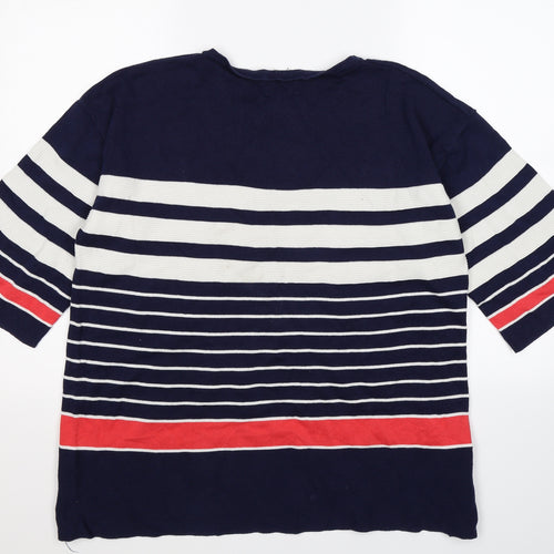 Papaya Womens Blue Striped Knit Pullover Jumper Size L