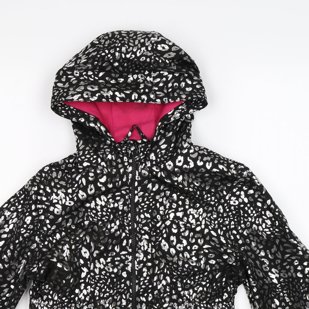George Girls Black Animal Print  Jacket Coat Size 9-10 Years