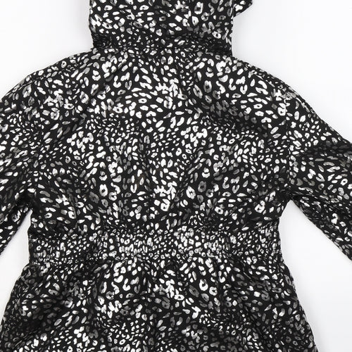 George Girls Black Animal Print  Jacket Coat Size 9-10 Years